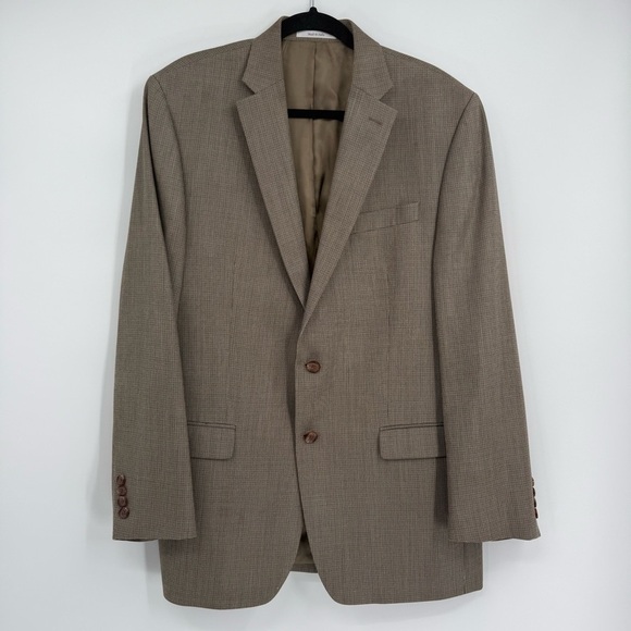 Lauren Ralph Lauren Sport Coat size 42L Jacket Blazer 2 Button tan micro-plaid - Picture 13 of 13
